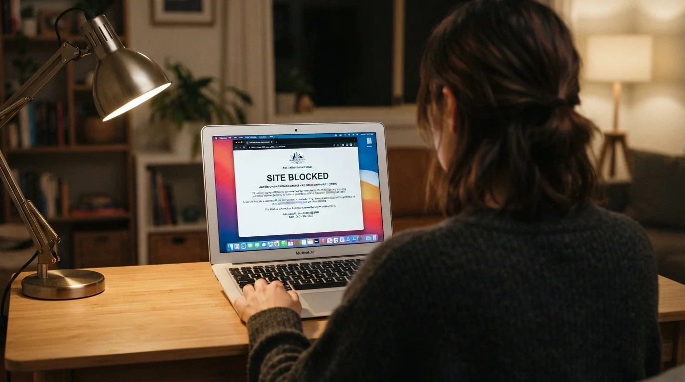 An official regulatory notice or the ACMA website showing a warning about illegal offshore gambling services targeting Australians