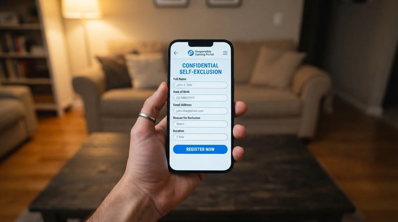 The BetStop.gov.au registration interface on a smartphone screen