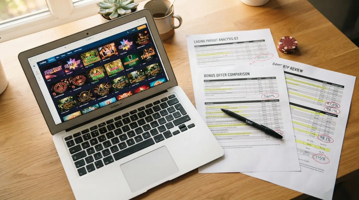 A side-by-side comparison layout of cashback casino offers showing different percentage rates and key terms