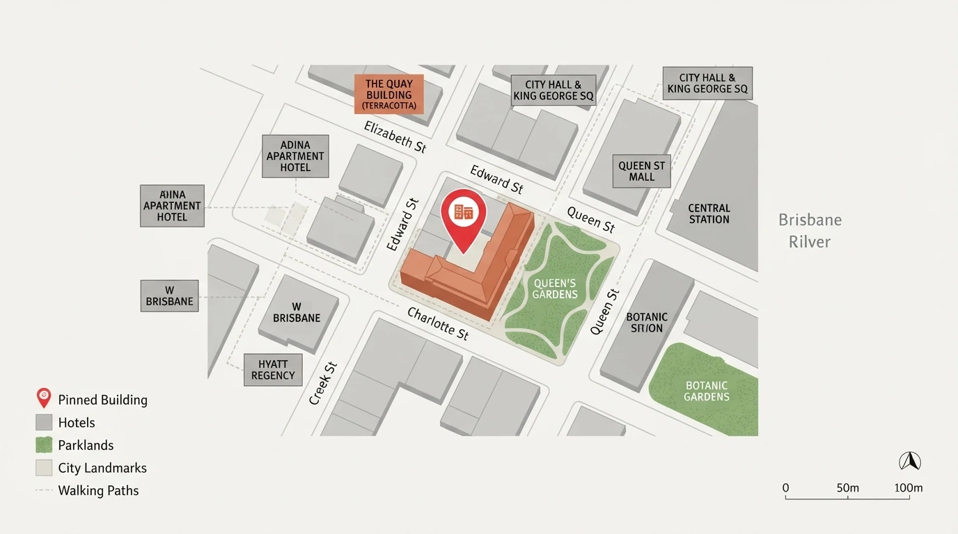 Map pin marking 21 Binara Street Canberra with Glebe Park and the CBD visible