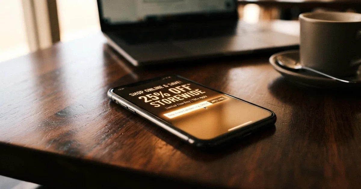 A smartphone screen showing an online casino promo code entry field with a welcome bonus banner above it