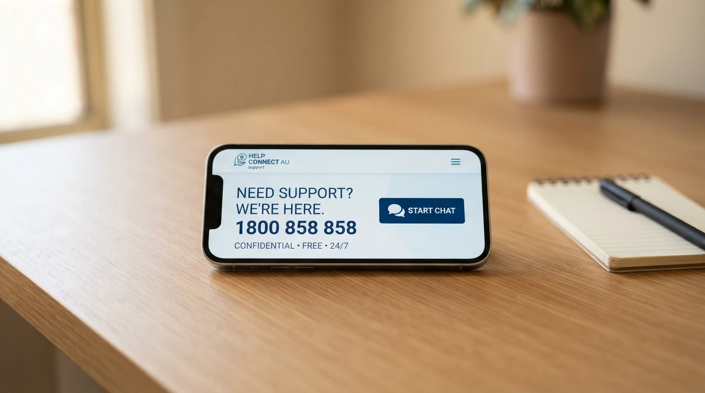 Gambling Help Online website or 1800 858 858 helpline graphic on screen with support messaging