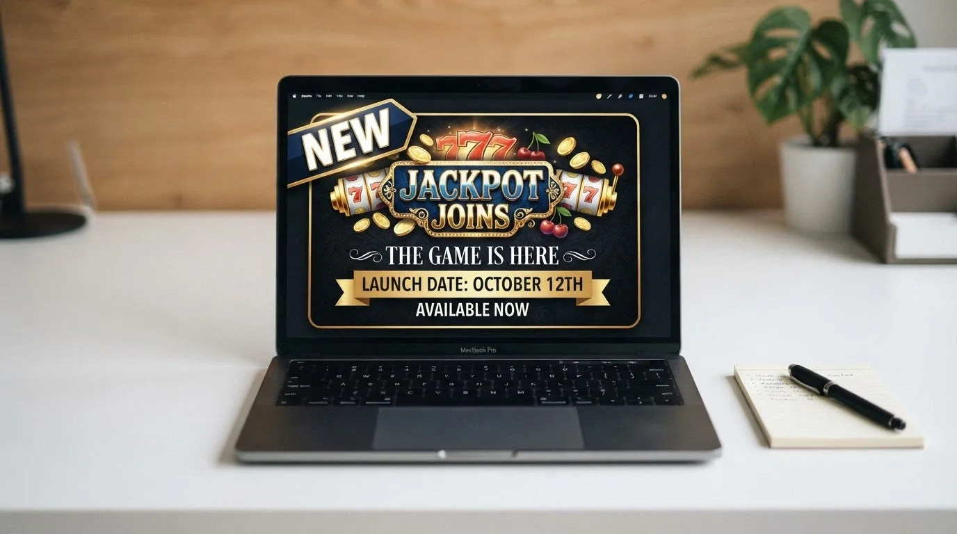 New 1spin4win slot release announcement with a 'New Game' badge and launch date displayed